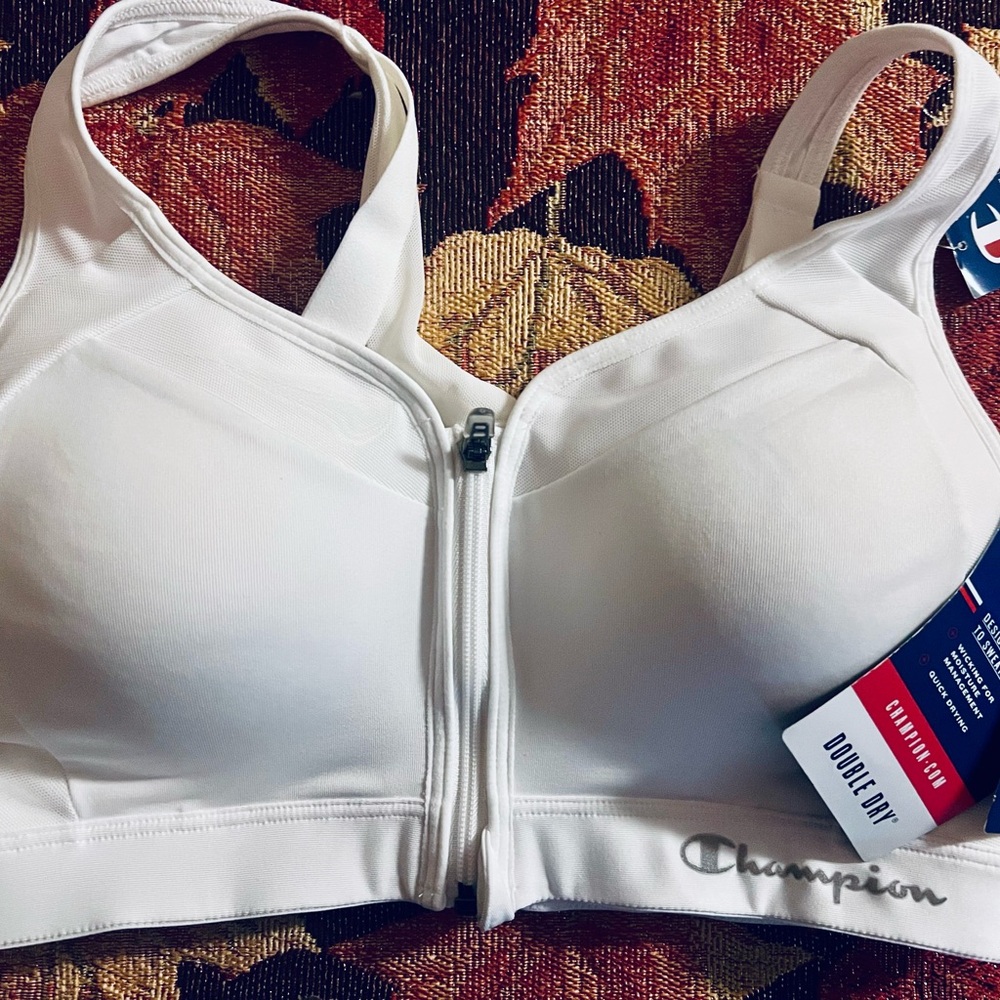 Champion Women's Zip Front White Sports Bra